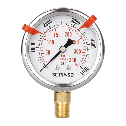 0 to 5000 Psi Hydraulic Pressure Gauge, Glycerin Liquid Filled, 2.5 inch Dial - Image 8