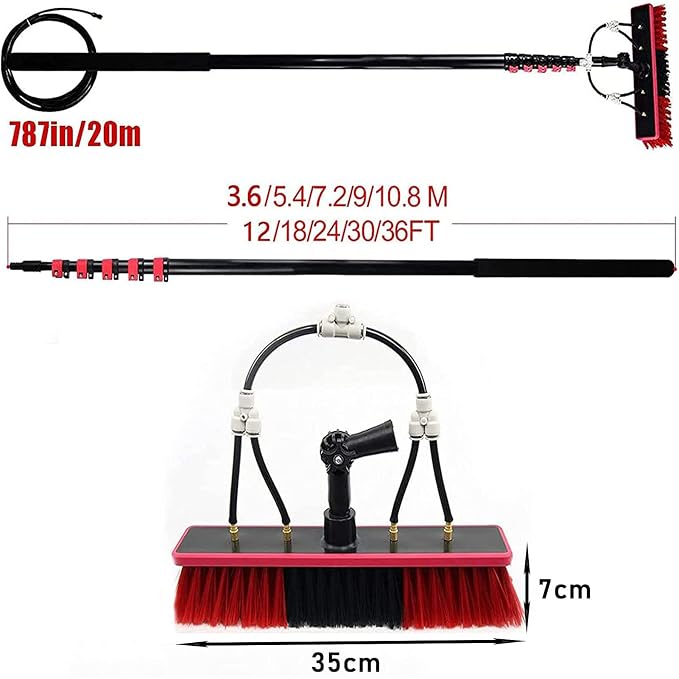 Spray Bar Kit Window Cleaning Brush, Outdoor Window Glass Solar Panel Cleaning - Image 7