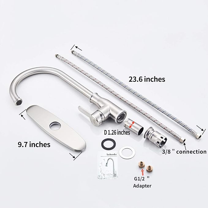 Single Handle Kitchen Faucet Stainless Steel Brushed Nickel,Modern High Arc - Image 6