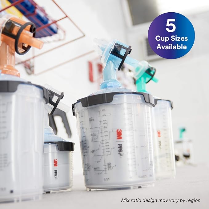 3M PPS 2.0 Spray Gun Cup, Lids and Liners Kit, 13.5 Ounces, 200-Micron Filter - Image 7