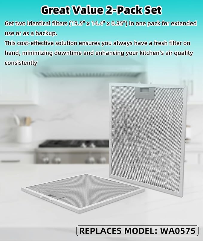 2 Pack WA0575 Range Hood Filters 13.5" x 14.4" x 0.35", 5-Layer Aluminum Mesh - Image 5