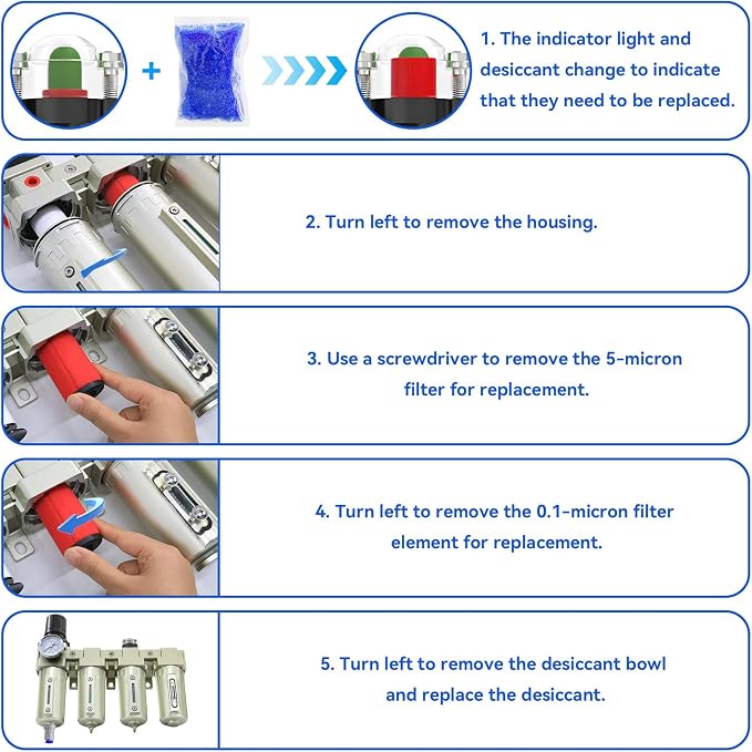 1/2" NPT Industrial Grade 4 Stage Air-Dryer-for-Compressor, - Image 7