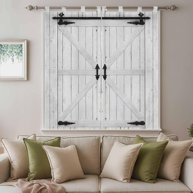 Farmhouse Wood Grain Bedroom Curtains 72 Inch Length, Window Curtains Tab Top - Image 9