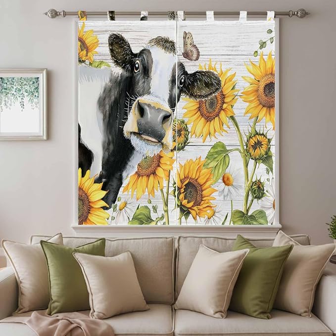 Retro Farmhouse Floral Bathroom Curtains 63 Inch Length, Window Curtains Tab Top - Image 9