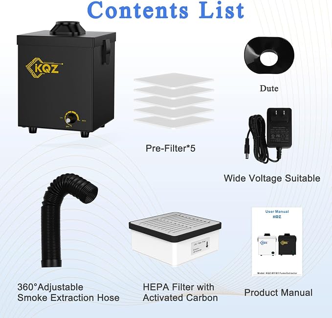 KQZ-B1 Solder Fume Extractor, 168m³/h Strong Suction Smoke Extractor, 5*Thick - Image 7