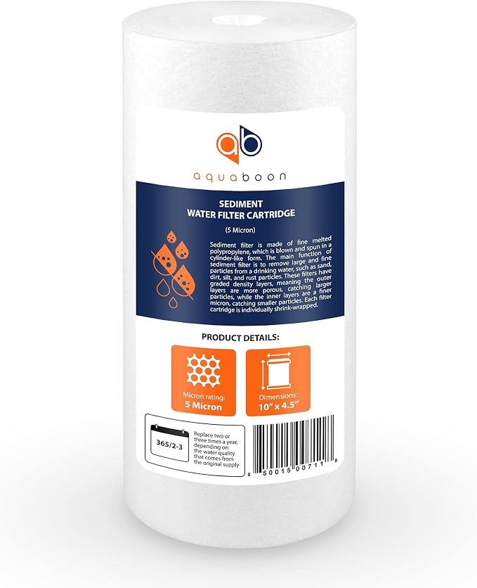 Aquaboon 5 Micron 10 x 4.5 Well Water Sediment Filter Replacement Whole House - Image 8