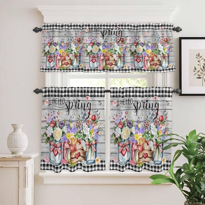 Spring Flowers Kitchen Curtains Set 3 Piece - Image 9