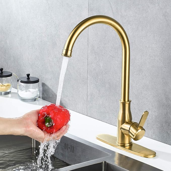 Brushed Gold Kitchen Faucet ,Modern High Arc Bar Sink Faucet ,Commercial - Image 6
