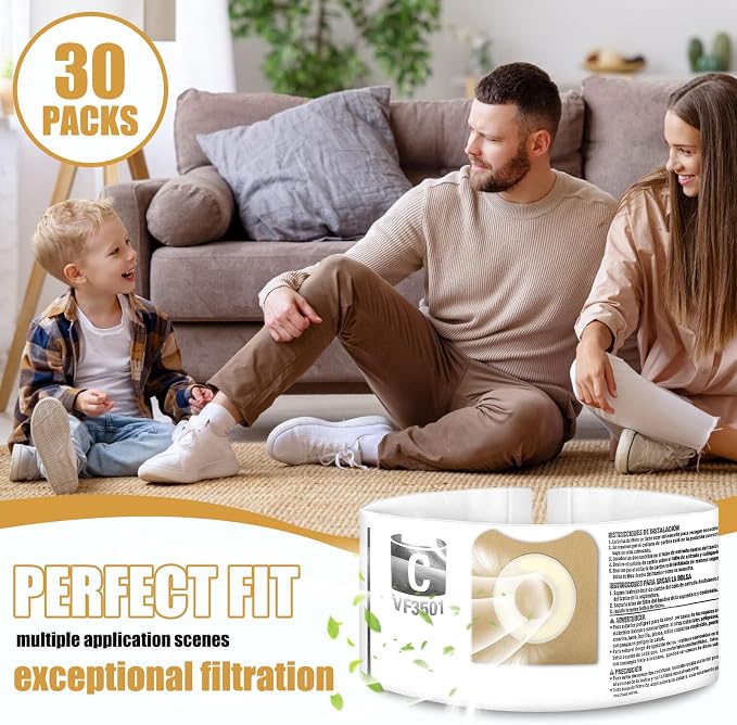 30 Pack VF3501 Vacuum Cleaner Bags Fit - Image 7