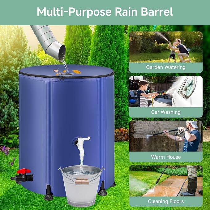 Collapsible Rain Barrel Water Storage Containers-53 Gallon Portable Rainwater - Image 6