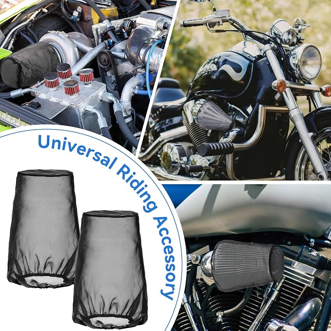 Meonum 2 Pack Cone Air Intake Filter Cover, Universal Cold Air Filter Sock - Image 7