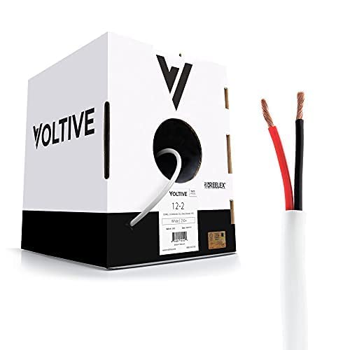 Voltive 12/2 Speaker Wire, in-Wall CL3 & Direct Burial, White, 250ft - 12AWG, 2 Conductors, Stranded Oxygen-Free Copper, UL Listed - V-1206-4