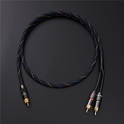 JORZOR Audiophile RCA to 2RCA Subwoofer Cable,1 RCA Male to 2 RCA Male Audio Cable RCA Y-Adapter,Oxygen-Free Copper,Nylon Braided Jacket (1M(3.3FT))