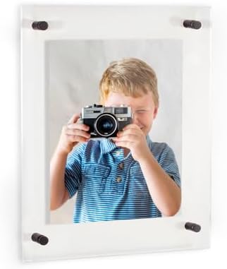 ArtToFrames 8x12 Inch Double Panel Floating Acrylic Picture Frame (Full Frame is 12x16) comes with Black Standoff Hardware, Made in the USA, 1 Pack