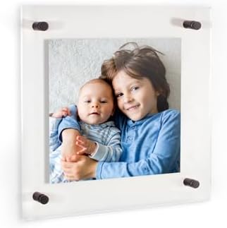 ArtToFrames 24x24 Inch Double Panel Floating Acrylic Picture Frame (Full Frame is 28x28) comes with Black Standoff Hardware, Made in the USA, 1 Pack