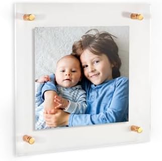 ArtToFrames 14x14 Inch Double Panel Floating Acrylic Picture Frame (Full Frame is 18x18) comes with Gold Standoff Hardware, Made in the USA, 1 Pack