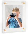 ArtToFrames 11x14 Inch Double Panel Floating Acrylic Picture Frame (Full Frame is 15x18) comes with Gold Standoff Hardware, Made in the USA, 1 Pack