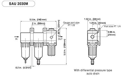 PneumaticPlus SAU2030M-N02DG-MEP Mini Three Stage Air Drying System, 1/4" NPT - Image 4