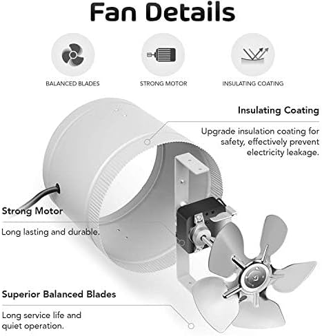 iPower Inline Booster Duct Fan 8" HVAC Exhaust Ventilation Blower - Image 5