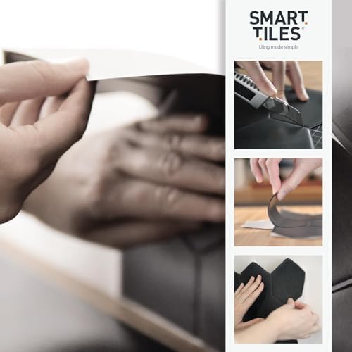 SMART TILES Peel and Stick Backsplash - 5 Sheets of 7,75" x 7,75" - 3D Adhesive Peel and Stick Tile Backsplash for Kitchen, Bathroom, Wall Tile, Checkered