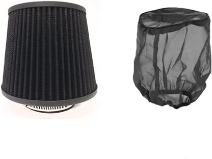 Black Cold Air Intake Cone Replacement Performance Washable Clamp-on Dry Filter by AirXRacing