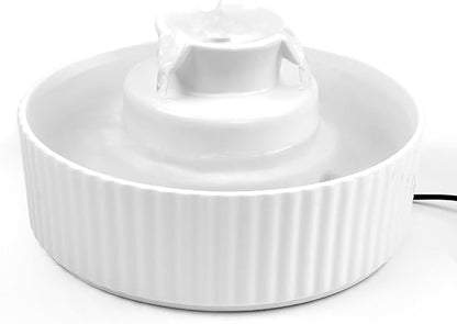 Ceramic Cat Water Fountain, 2.1L/71oz Cupcake Pet Water Fountain by Waatoos