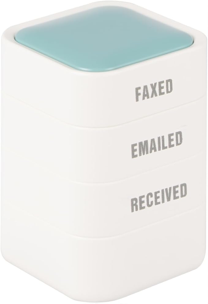 3-in-1 Faxed/Emailed/Received Office Rbber Stamps for Business, Pre Red Inked Company Message Stamp Hand for Efficient Bookkeeping, Ordering, Accounting Work Business Management - 9/10’’x 9/10’’