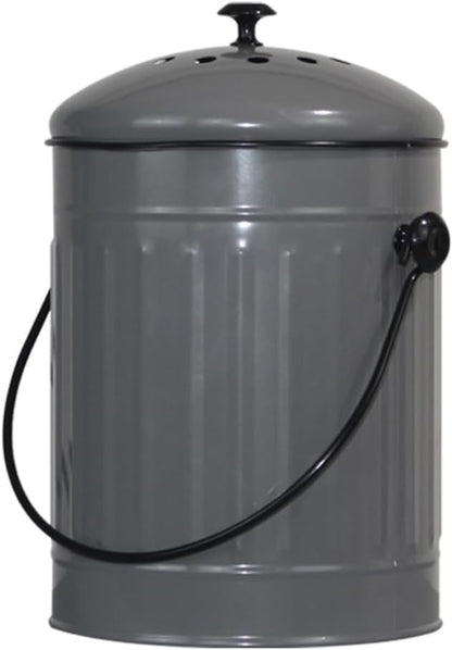 Markson Compost Bin with Airflow Lid and Charcoal Filter 1.5 Gallon Metal Gray by MARKSON