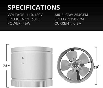 iPower Inline Booster Duct Fan 8" HVAC Exhaust Ventilation Blower - Image 3