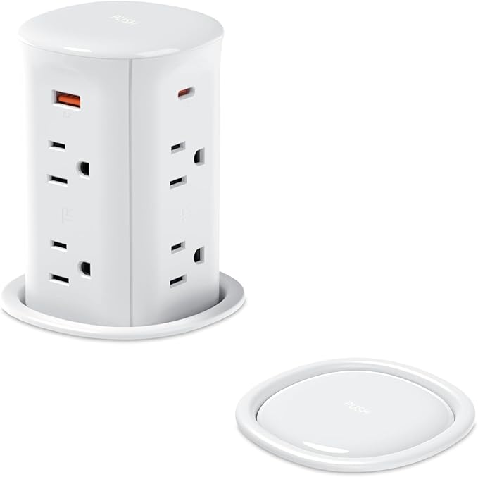 Pop up Outlet for Countertop,3.15-inch Hole Desk Grommet Power,8 Outlets 4 USB,20W USB C Fast Charging,Kitchen Island Pop Up Electrical Outlet