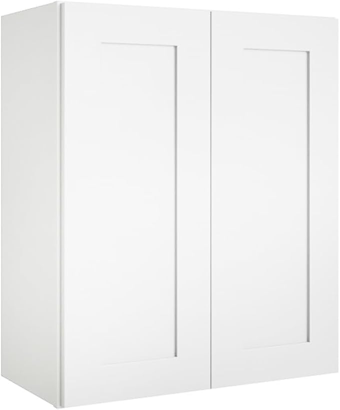 Wall Kitchen Cabinets, RTA Cabinets, White Shaker Cabinet, Wall Mounted, RTA Upper Cabinet, Modern for Kitchen and Bathroom with Door, 2 Adjustable Shelves (White, 27" W x 30" H x 12" D)