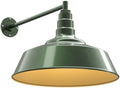 Steel Lighting Co. Large Outdoor Barn Light |Garage Light Fixture | Made in America from 18-Gauge Steel | 20" Dome | 20" Straight Arm Hunter Green Exterior/Brass Interior