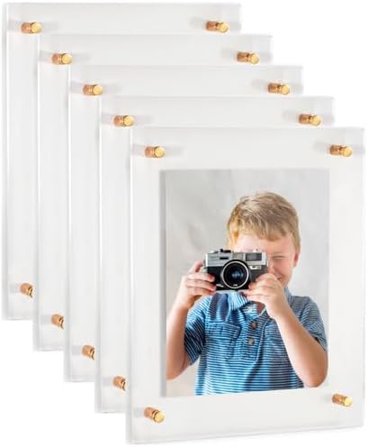 ArtToFrames 14x20 Inch Double Panel Floating Acrylic Picture Frame (Full Frame is 18x24) comes with Gold Standoff Hardware, Made in the USA, 5 Pack