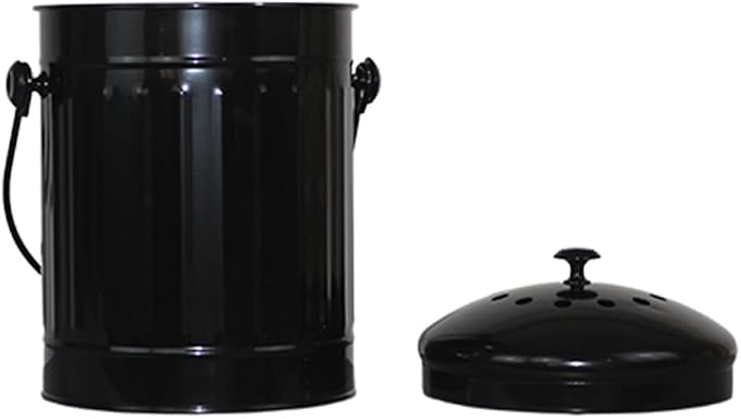 Markson Compost Bin with Airflow Lid and Charcoal Filter 1.5 Gallon Metal Black - Image 3