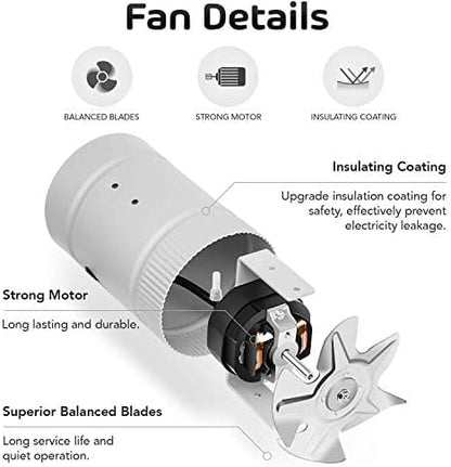 iPower Inline Booster Duct Fan 4" HVAC Exhaust Ventilation Blower - Image 2