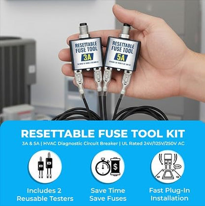 Fuse Tester for HVAC Systems, 3 Amp & 5 Amp Resettable Fuse Breakers, UL Rated - Image 3