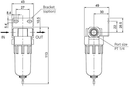 PneumaticPlus SAF200-N02B Miniature Compressed Air Particulate Filter 1/4" NPT - Image 8