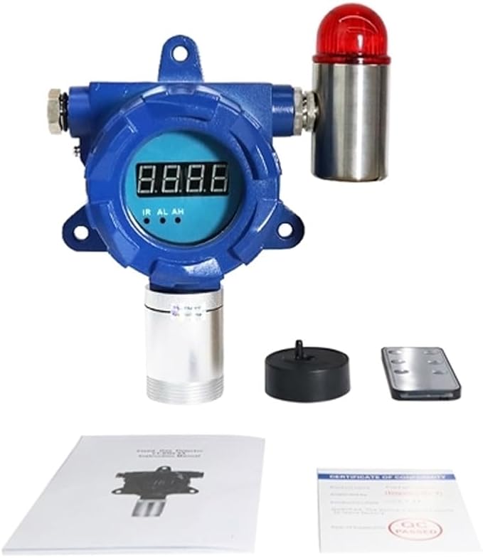 ATO Fixed Carbon Monoxide Gas Detector, 4-20mA Signal Output, CO Gas Leak Detector 0 to 100/500/1000 ppm, with Sound and Light Alarm (0-1000ppm, Relay Output:1NO+1NC)