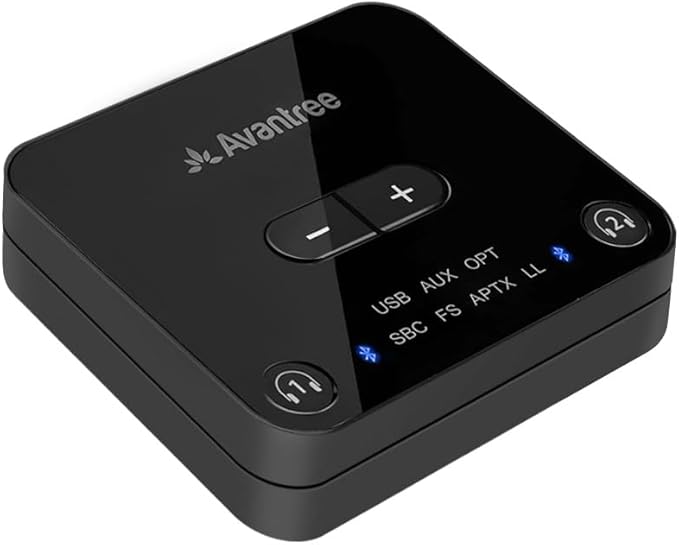 Avantree Audikast Plus – Bluetooth Audio Transmitter for TV with Optical & AUX Audio Out, Wireless Adapter for Headphones, 100ft Range, Dual Link, Volume Control