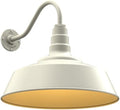 Steel Lighting Co. Large Outdoor Barn Light | Gooseneck Light Fixture | Made in America from 18-Gauge Steel | 20" Dome | 16" Gooseneck Cream Exterior/Brass Interior