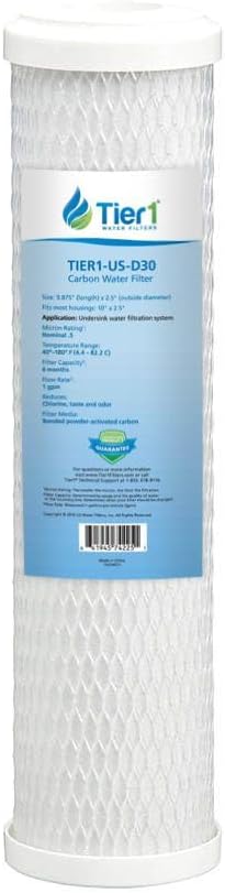 Tier1 0.5 Micron 10 Inch x 2.5 Inch | Radial Flow Whole House Carbon Water by Tier1
