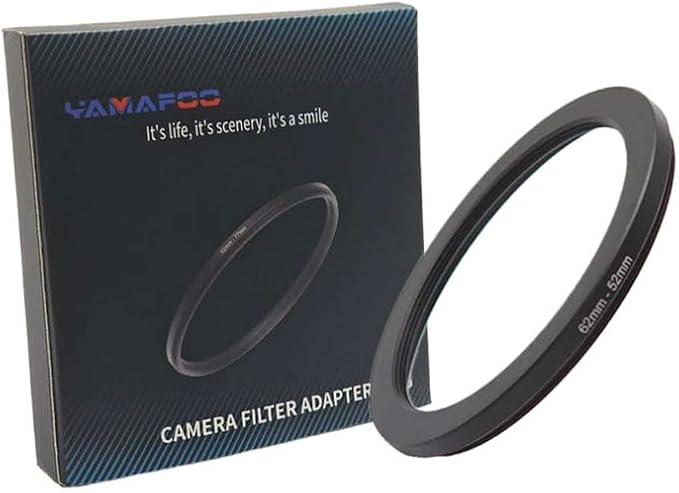 YAMAFOO 62mm to 52mm Step-Up Ring/Step Down Rings Filter Adapter by YAMAFOO