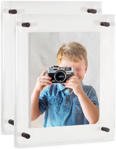 ArtToFrames 20x27 Inch Double Panel Floating Acrylic Picture Frame (Full Frame is 24x31) comes with Black Standoff Hardware, Made in the USA, 2 Pack