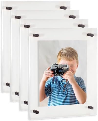 ArtToFrames 16x28 Inch Double Panel Floating Acrylic Picture Frame (Full Frame is 20x32) comes with Black Standoff Hardware, Made in the USA, 4 Pack