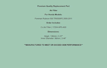 Replacement Air Filter Cleaner For Honda Foreman Rubicon 500 TRX500FE 2005-2011 - Image 7