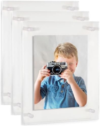 ArtToFrames 18x24 Inch Double Panel Floating Acrylic Picture Frame (Full Frame is 22x28) comes with White Standoff Hardware, Made in the USA, 3 Pack