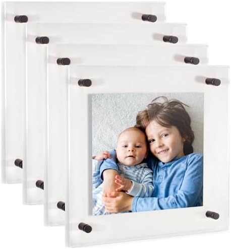 ArtToFrames 20x20 Inch Double Panel Floating Acrylic Picture Frame (Full Frame is 24x24) comes with Black Standoff Hardware, Made in the USA, 4 Pack