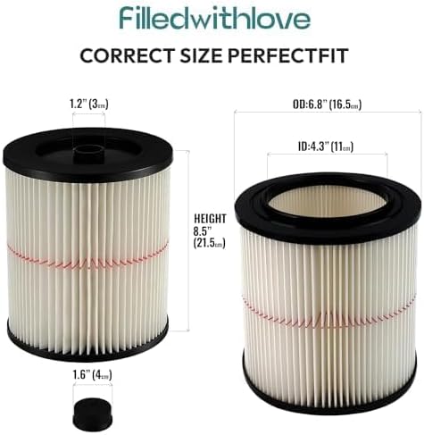 17816 9-17816 Red Stripe Vacuum Cartridge Filter Compatible Craftsman Shop Vac - Image 4