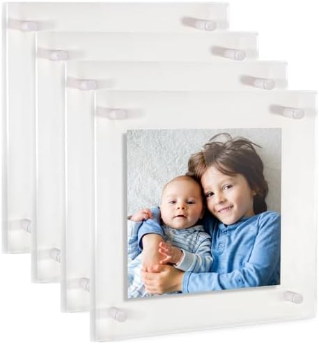 ArtToFrames 26x26 Inch Double Panel Floating Acrylic Picture Frame (Full Frame is 30x30) comes with White Standoff Hardware, Made in the USA, 4 Pack