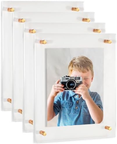 ArtToFrames 14x20 Inch Double Panel Floating Acrylic Picture Frame (Full Frame is 18x24) comes with Gold Standoff Hardware, Made in the USA, 4 Pack